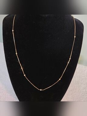 Vintage Signed Napier Dainty Gold Bead Station Necklace - Women Jewelry